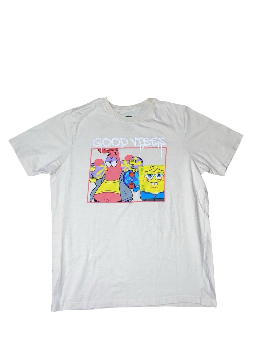 Nickelodeon SpongeBob & Patrick "Good Vibes" Kids / Youth Graphic T-Shirt Beige